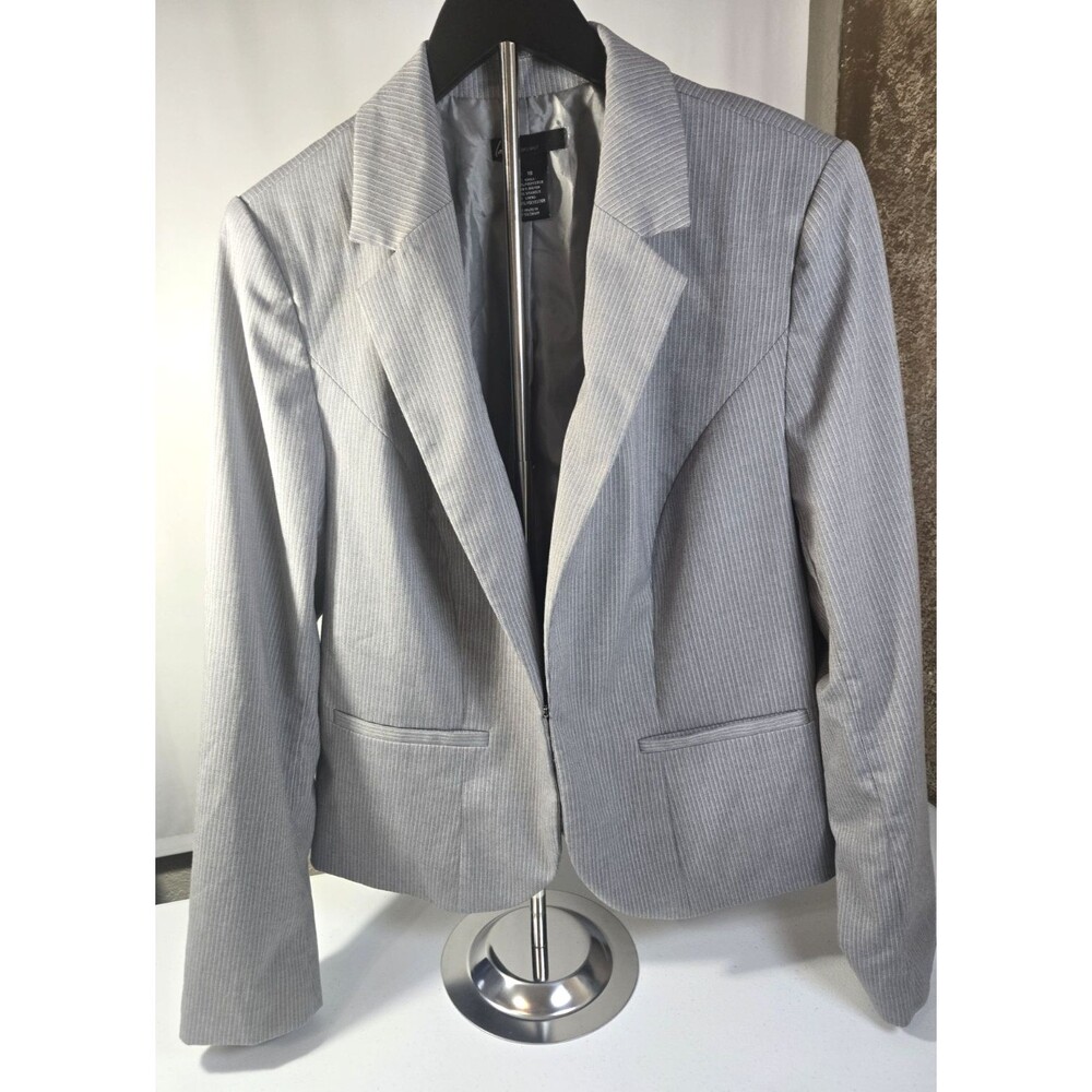 Lane Bryant Womens Gray Pinstripe Blazer Hook Eye Closure 16 Office